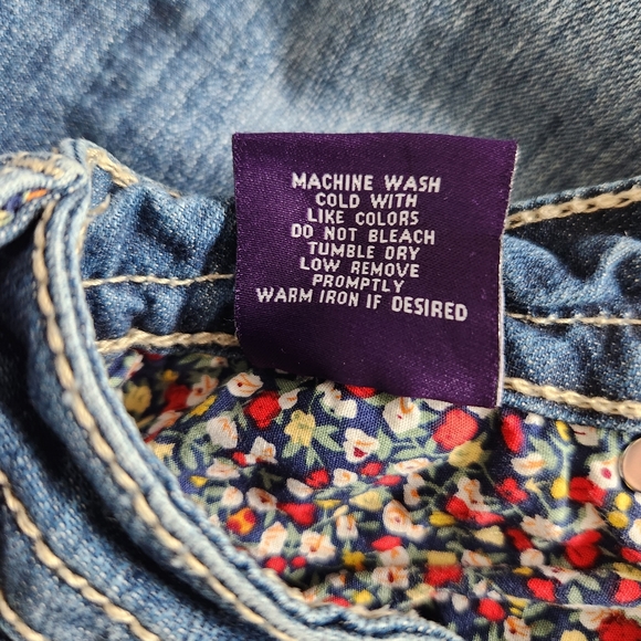 Vigoss Bootcut Blue Denim 5-Pocketed Double Stitch Embellished Womens Jeans 3/4 - Picture 11 of 12